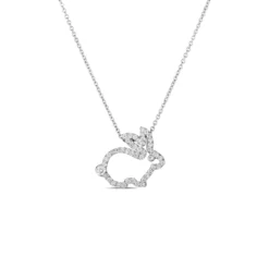 Roberto Coin Tiny Treasures Diamond Rabbit Outline Necklace 18K White Gold, 18 Inches