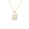 Roberto Coin Tiny Treasures Diamond Lock Necklace 18K Yellow Gold