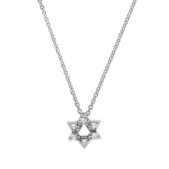 Roberto Coin Tiny Treasures Diamond Star Of David Necklace 18K White Gold