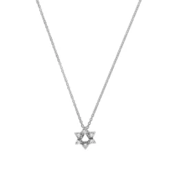 Roberto Coin Tiny Treasures Diamond Star Of David Necklace 18K White Gold