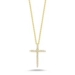 Roberto Coin Tiny Treasures Diamond Cross Necklace 18K