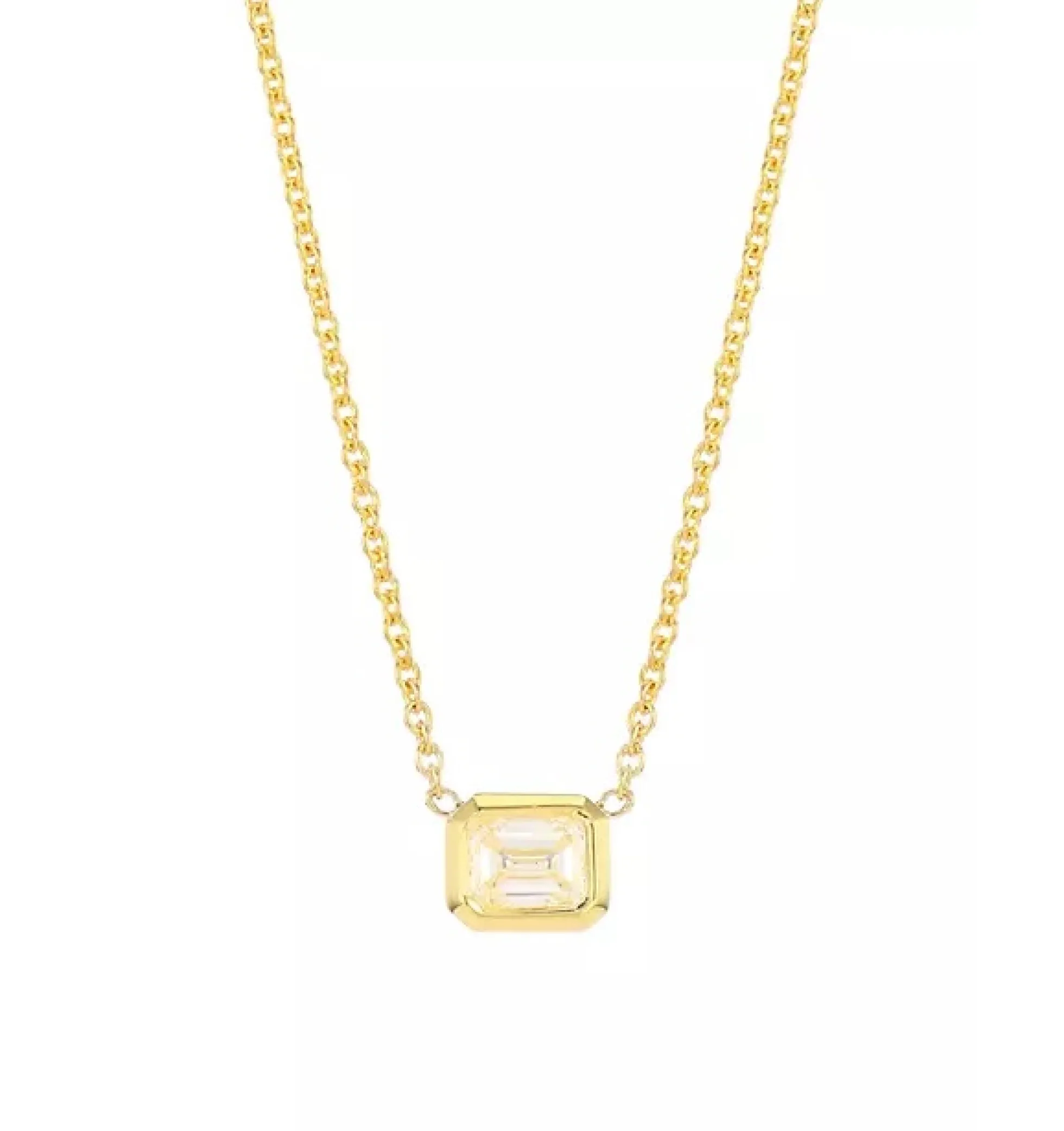 Roberto Coin Tiny Treasures 18K Yellow Gold & Emerald-Cut Diamond Pendant Necklace