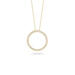 Roberto Coin Tiny Treasures Medium Diamond Circle Pendant 18K Yellow Gold, 18 Inches