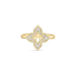 Roberto Coin Venetian Princess Small Diamond Pave Flower Ring 18K Yellow Gold