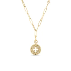 Roberto Coin Venetian Princess Diamond Small Medallion Necklace in 18K Yellow Gold