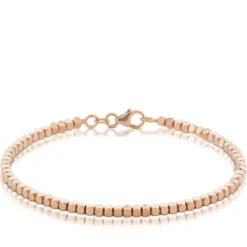 Rose Gold Adjustable Diamond Cut Bead Bracelet 14K