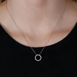 Rose Gold Diamond Circle Pendant 14K, 1/4 ctw.