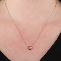 Rose Gold Diamond Heart Necklace 14K
