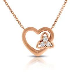 Rose Gold Diamond Heart Necklace 14K