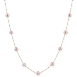 Rose Gold Freshwater Cultured Pearl Necklace 14K