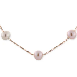 Rose Gold Freshwater Cultured Pearl Necklace 14K