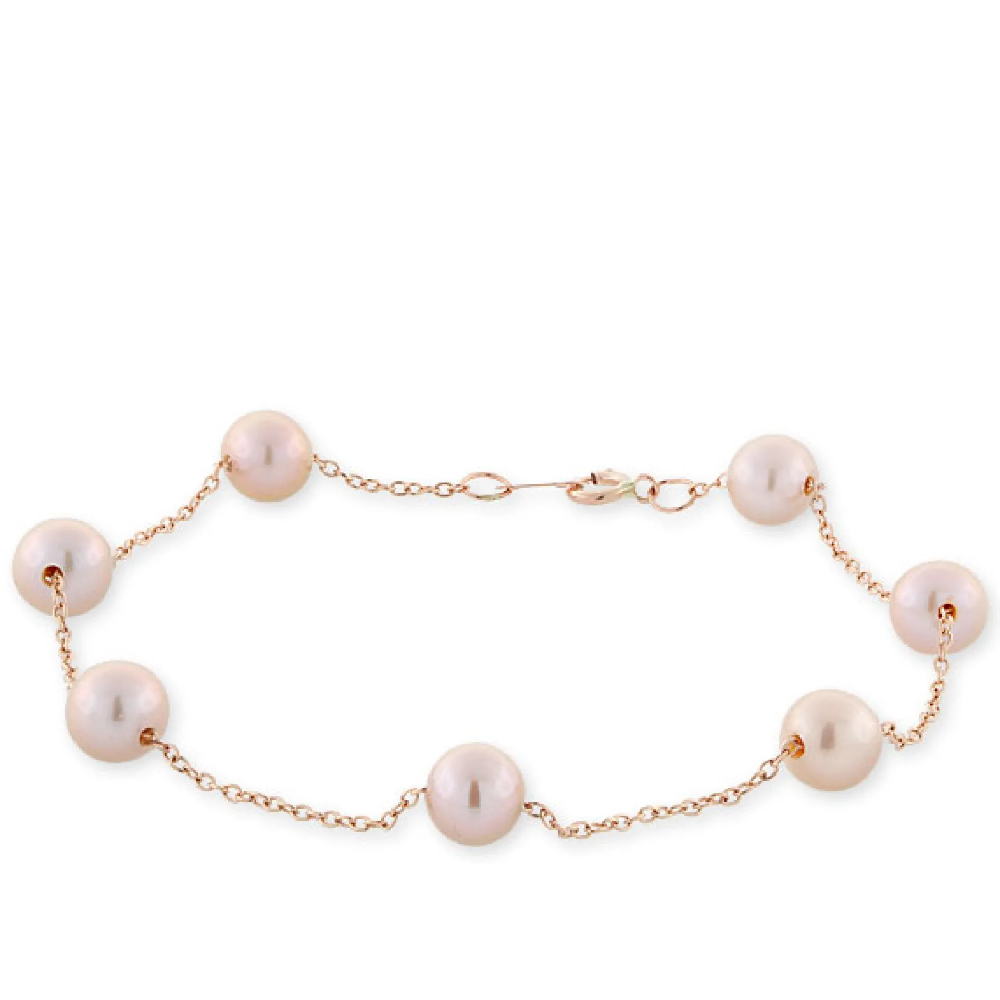 Rose Gold Freshwater Cultured Pearl Tin Cup Bracelet 14K
