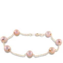 Rose Gold Freshwater Cultured Pearl Tin Cup Bracelet 14K