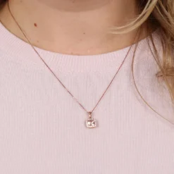 Rose Gold Morganite & Diamond Pendant 14K