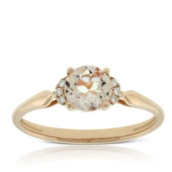Rose Gold Morganite & Diamond Ring 14K