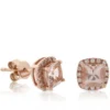 Rose Gold Morganite & Diamond Stud Earrings 14K