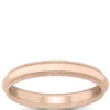 Rose Gold Polished Edge Milgrain Comfort Fit 3.5mm Band 18K