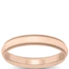 Rose Gold Polished Edge Milgrain Comfort Fit 4mm Band 18K