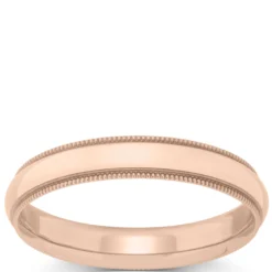 Rose Gold Polished Edge Milgrain Comfort Fit 4mm Band 18K