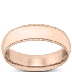Rose Gold Polished Edge Milgrain Comfort Fit 6mm Band 18K