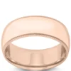 Rose Gold Polished Milgrain Comfort Fit 8mm Band 14K