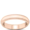 Rose Gold Polished Milgrain Edge Comfort Fit 3.5mm Band 14K