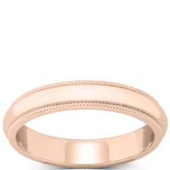 Rose Gold Polished Milgrain Edge Comfort Fit 3.5mm Band 14K