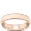 Rose Gold Polished Milgrain Edge Comfort Fit 5mm Band 14K