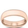 Rose Gold Polished Milgrain Edge Comfort Fit 6mm Band 14K