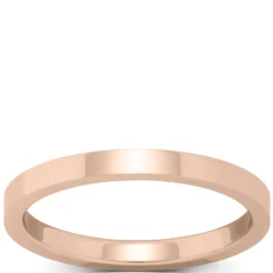 Rose Gold Polished Pipe Comfort Fit 2mm Band 14K