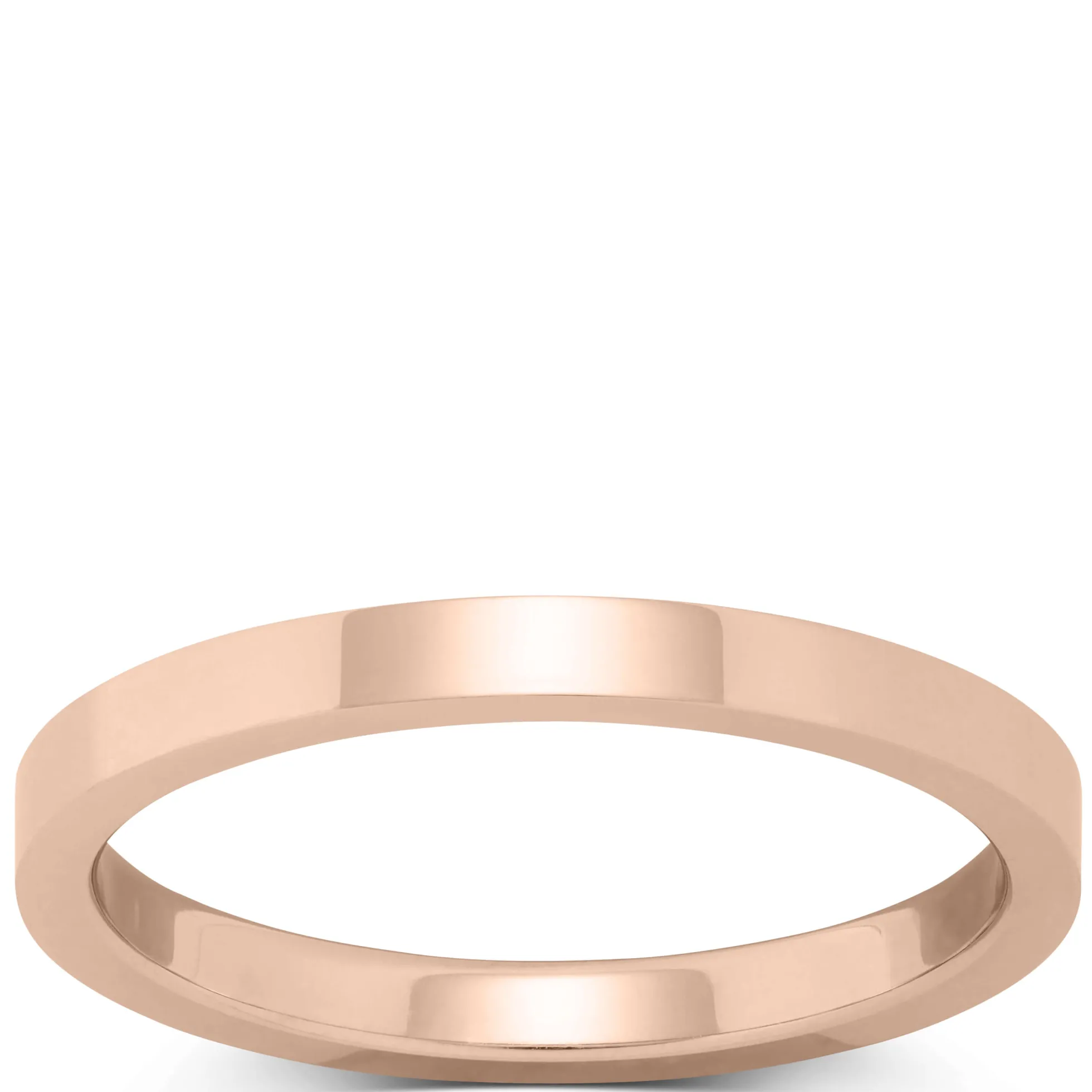 Rose Gold Polished Pipe Comfort Fit 2mm Band 14K