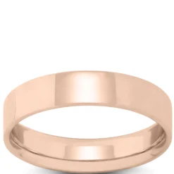 Rose Gold Polished Pipe Comfort Fit 5mm Band 14K