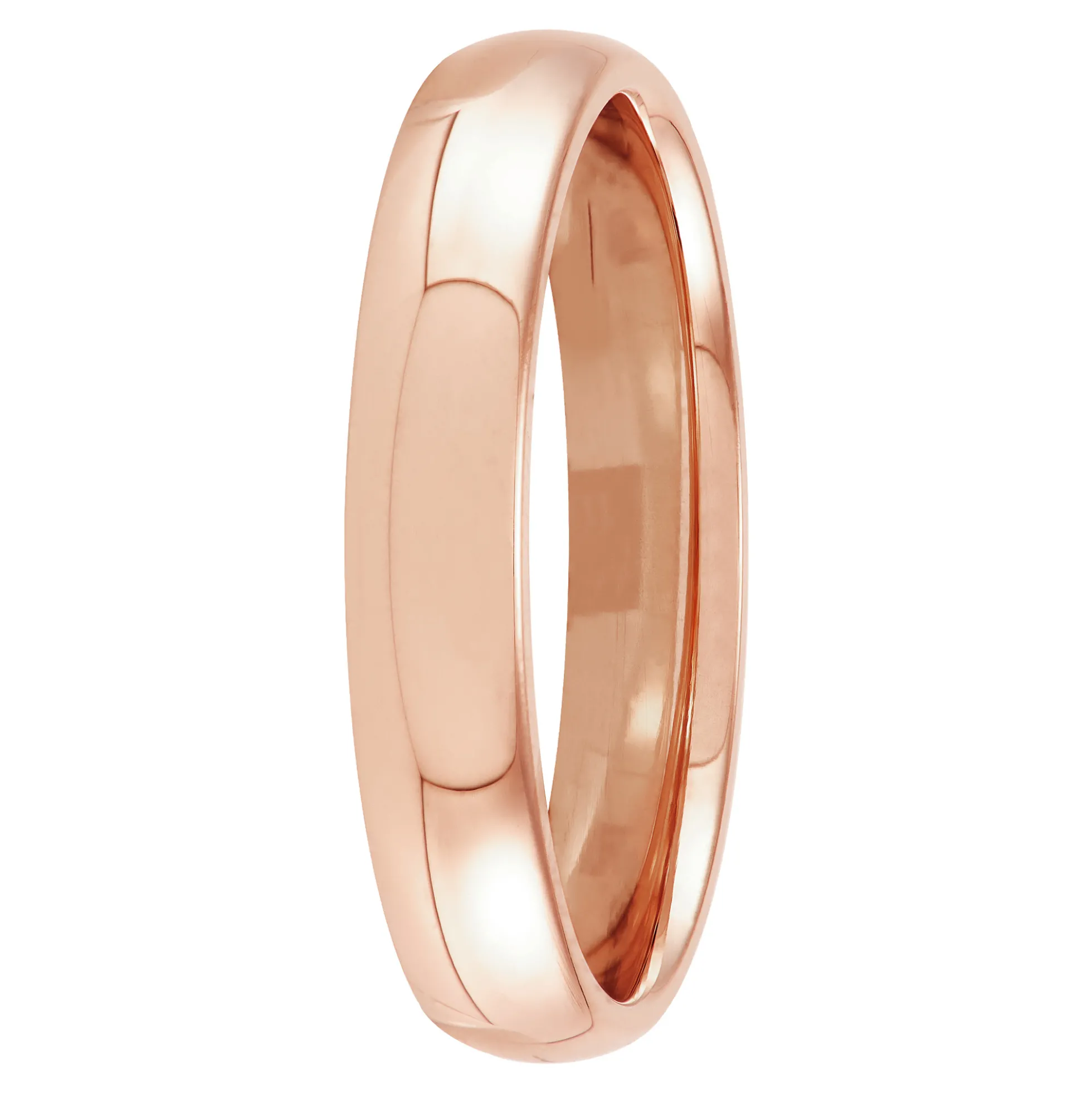 Rose Gold Polished Rounded Comfort Fit 4mm Band 14K