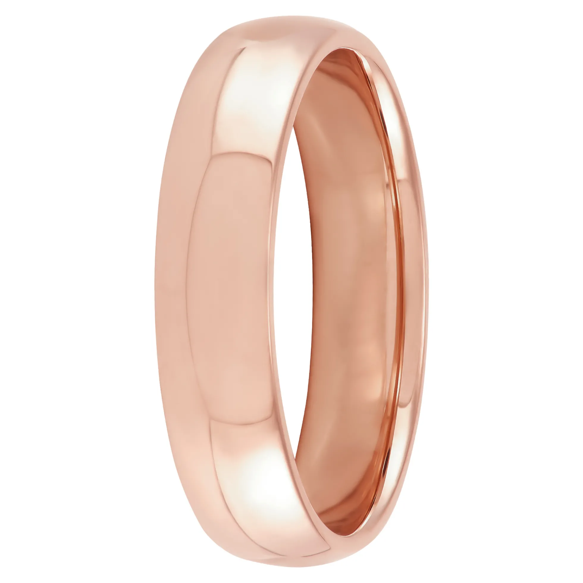 Rose Gold Polished Rounded Comfort Fit 5mm Band 18K