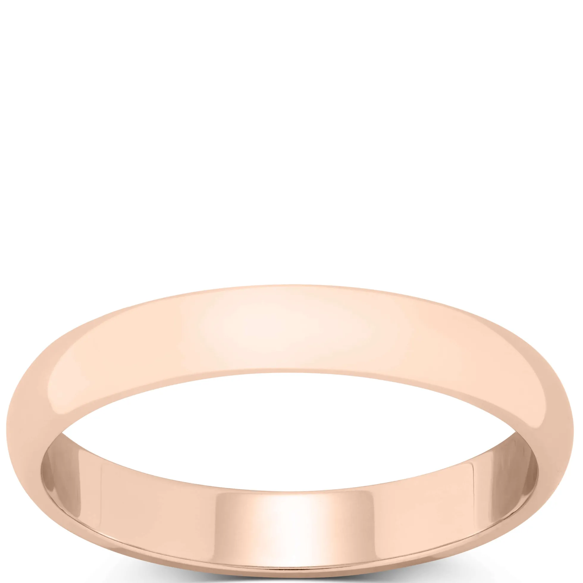 Rose Gold Polished Rounded 3mm Band 18K