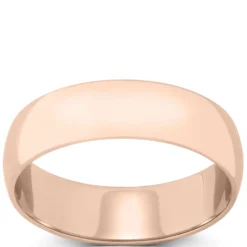 Rose Gold Polished Rounded 6mm Band 14K