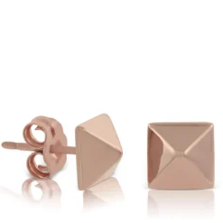 Rose Gold Pyramid Earring 14K