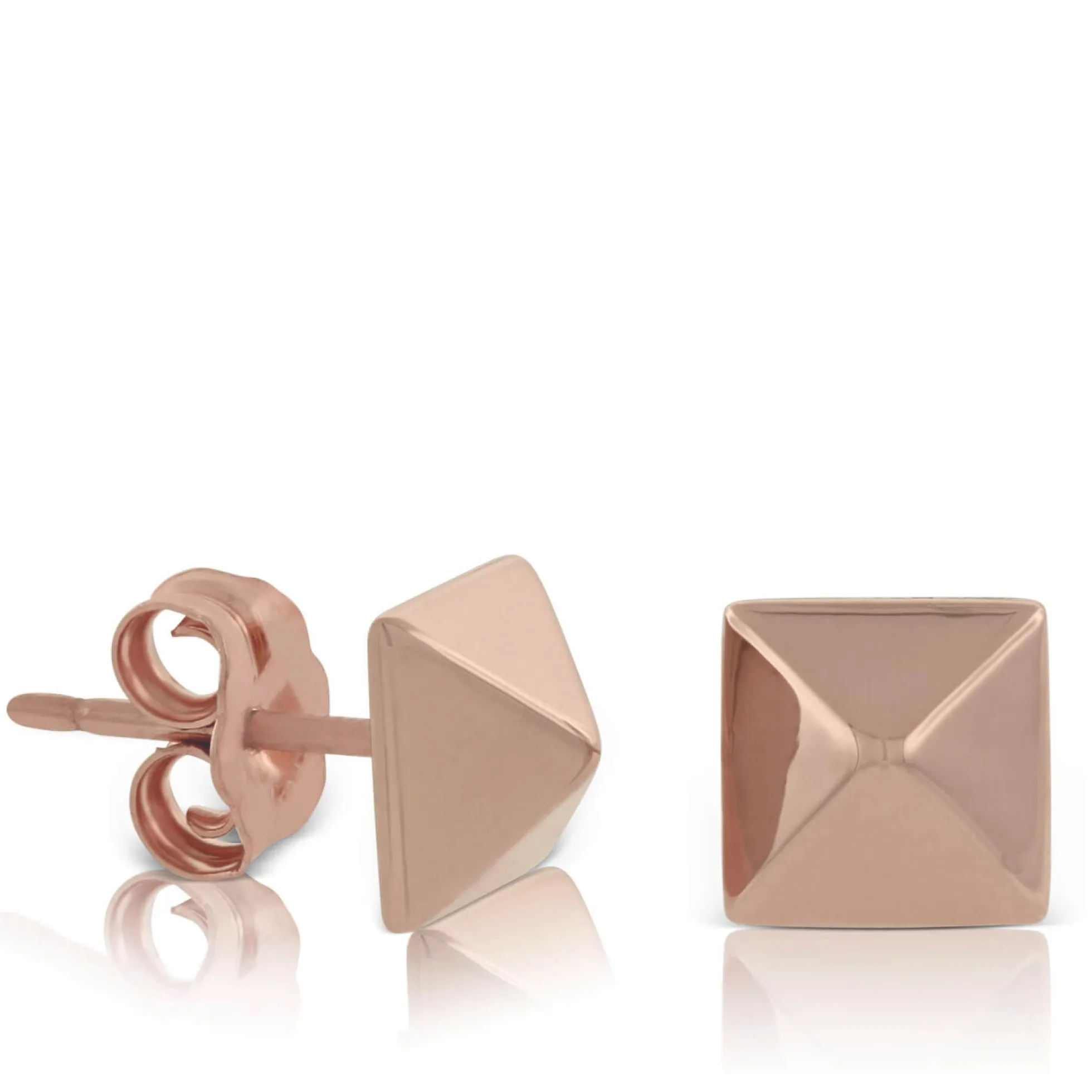 Rose Gold Pyramid Earring 14K
