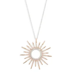 Rose Gold Roberto Coin Tiny Treasures Diamond Sun Necklace 18K