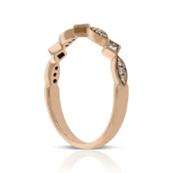 Rose Gold Round & Princess Cut Diamond Band 14K