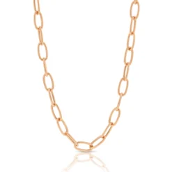 Rose Gold Toscano Oval Paperclip Chain Necklace 14K, 20"