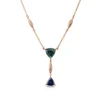 Rose Gold Trillion Gemstone & Diamond Twist "Y" Drop Necklace 14K