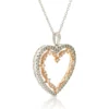 Rose Gold Two-Tone Diamond Heart Necklace 14K