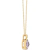 Round Amethyst Pendant Necklace, 14K Yellow Gold