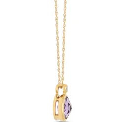 Round Amethyst Pendant Necklace, 14K Yellow Gold