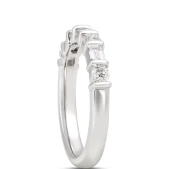 Round and Baguette Diamond Ring, ¾ Total Carat Weight, Platinum
