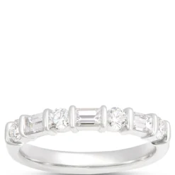 Round and Baguette Diamond Ring, ¾ Total Carat Weight, Platinum