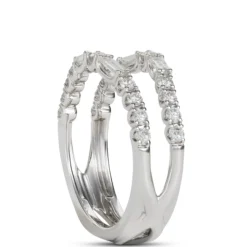 Round and Baguette Diamond Ring Enhancer in 14K White Gold