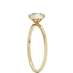 Round Bezel Set Blue Topaz Ring, 14K