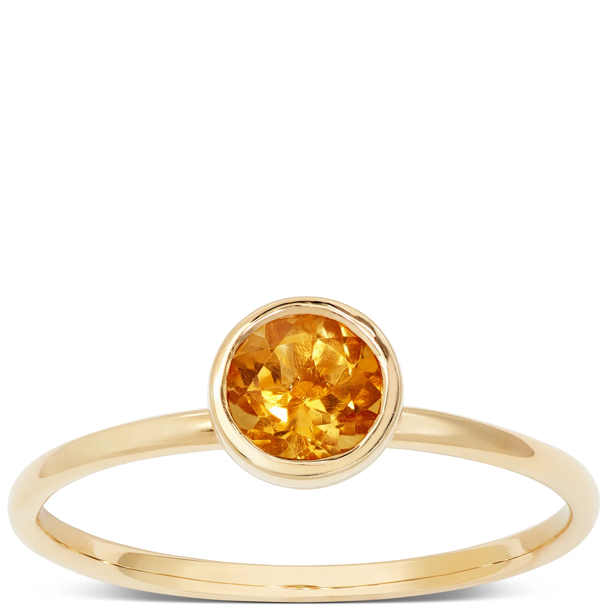 Round Bezel Set Citrine Ring, 14K